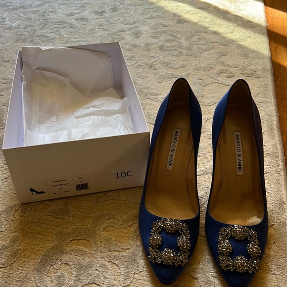 Manolo Blahnik Shoes - Never used with box and duster royal blue manolo blanik size 38 1/2